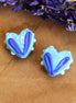 Kraal blauw - keramieken hart met blauwe versiering