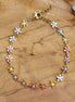 Stainless steel armband - gekleurde bloemen