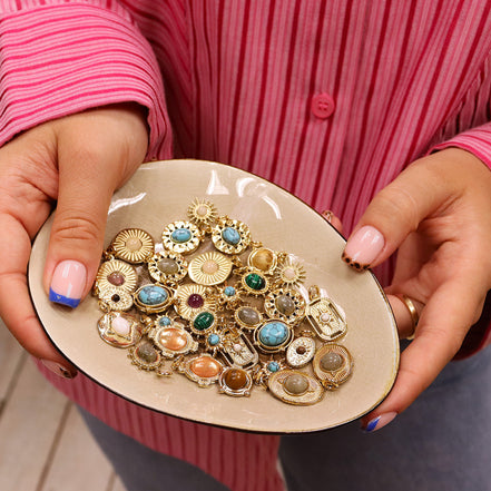 Kettingbedel stainless steel - goud met amethist