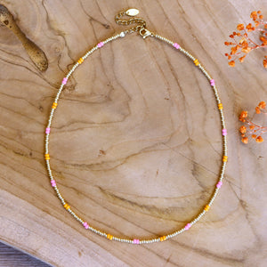 Kralenketting Miyuki - roze oranje