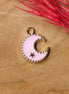 Enamel charm - moon with star pink