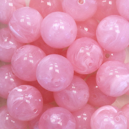 Acryl kraal marble rond - licht roze