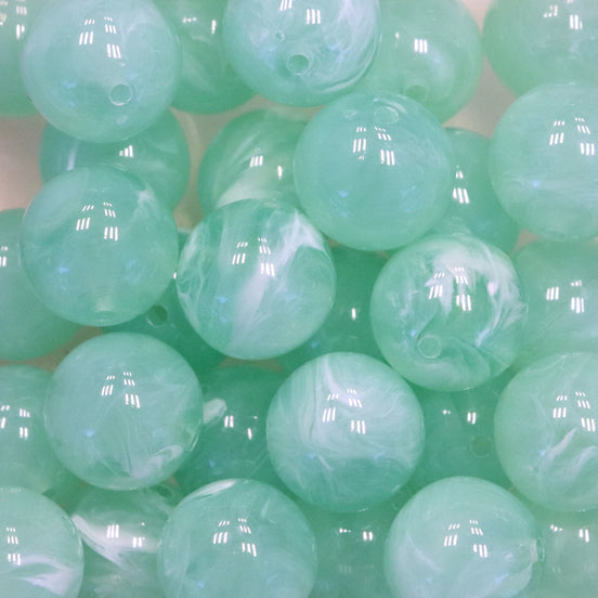 Acrylic bead marble round - mint green