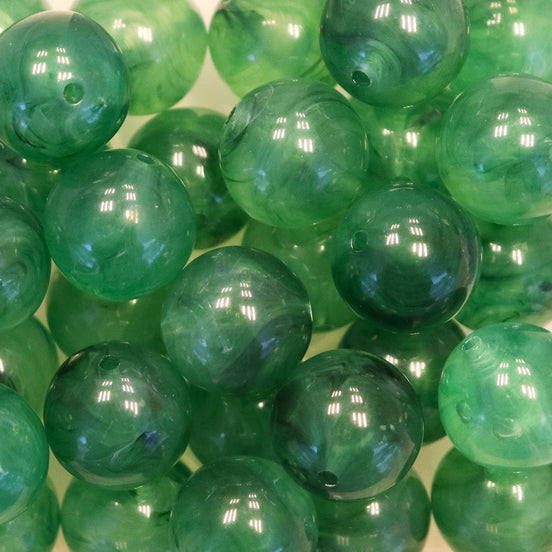 Acrylic bead marble round - emerald green