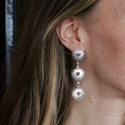 Statement Ohrringe Herzen mit Glitzer Silber