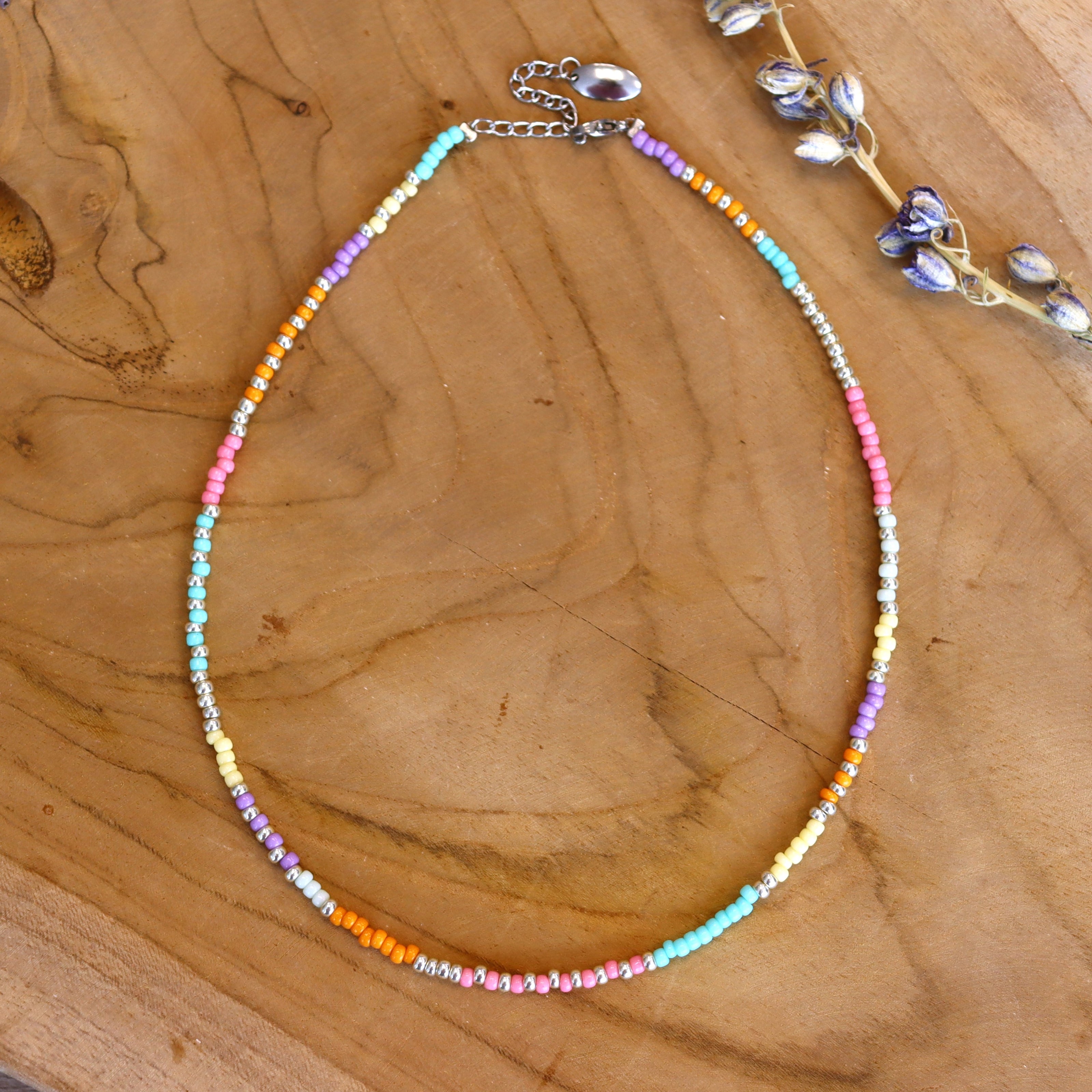 Kralenketting Miyuki - pastelkleuren zilver