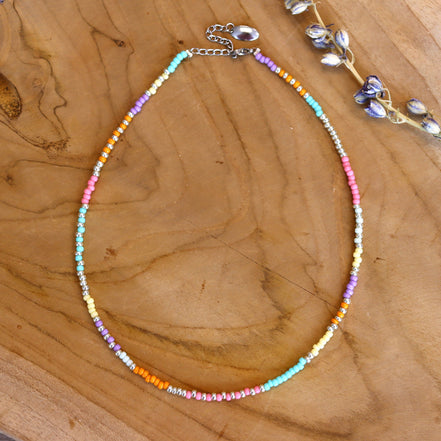 Kralenketting Miyuki - pastelkleuren zilver