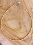 Kralenketting Miyuki - groen oranje roze zilver