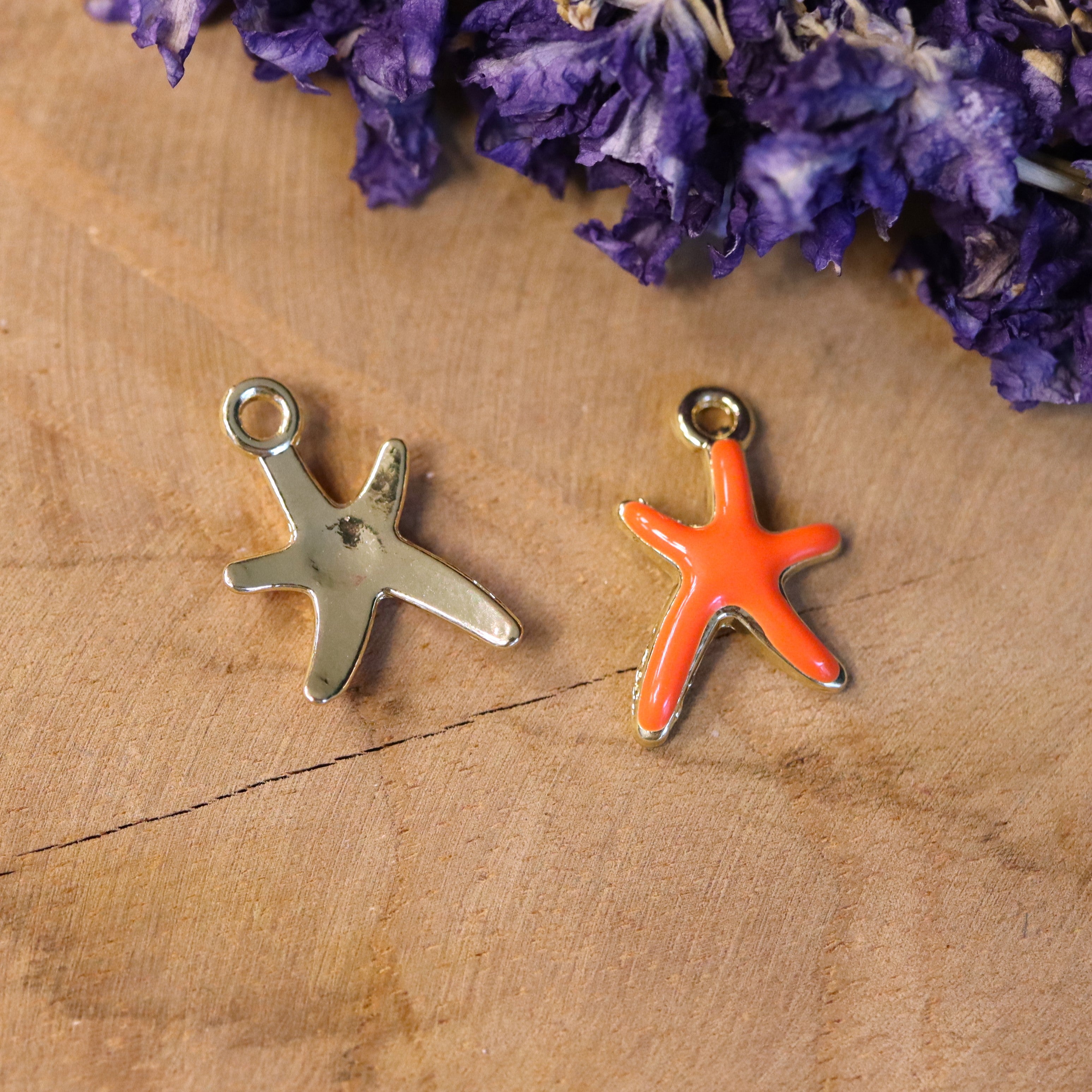 Enamel charm - starfish orange