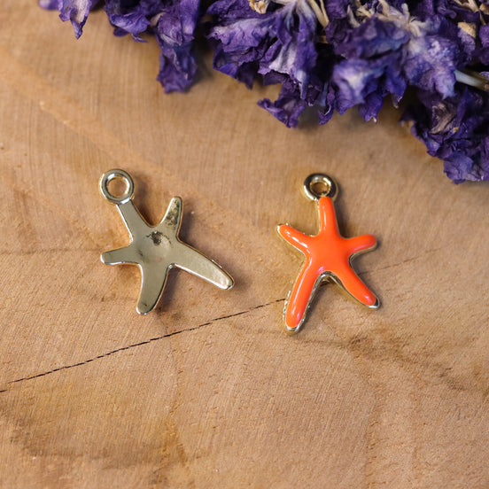 Emaille Charm - Seestern orange