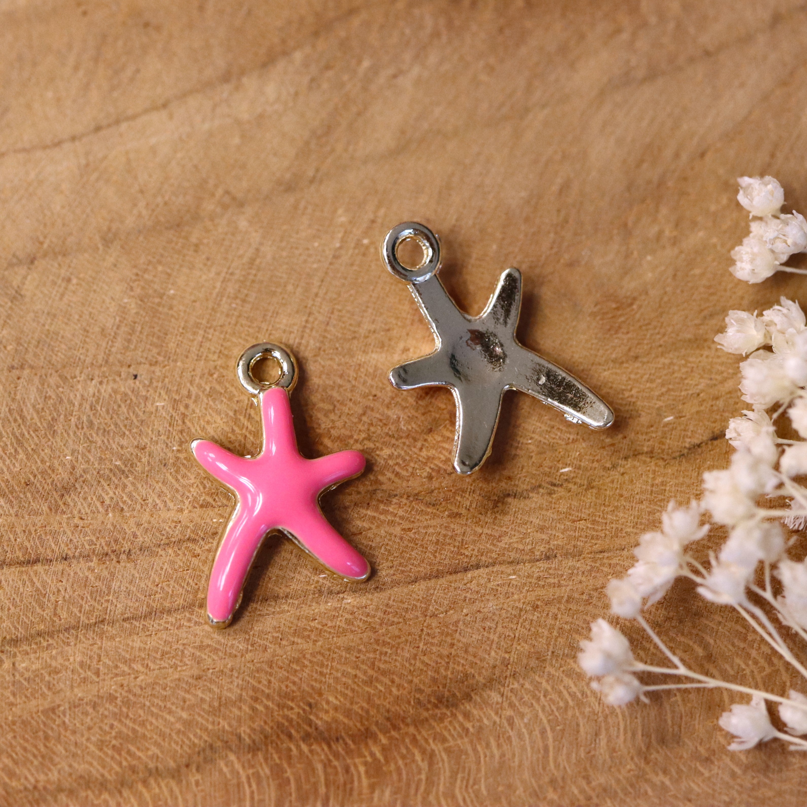Enamel charm - starfish pink