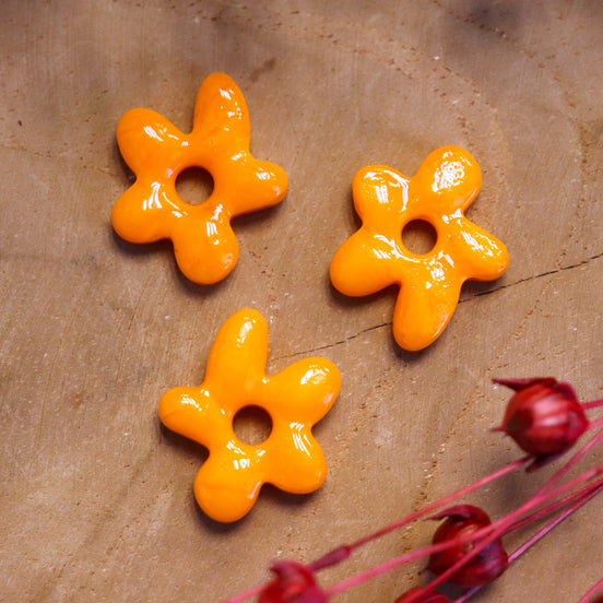 Lampwork bloem - oranje