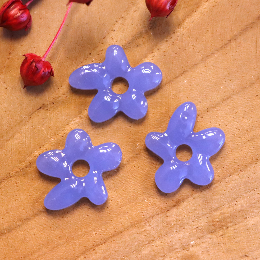 Lampwork bloem - violet blauw
