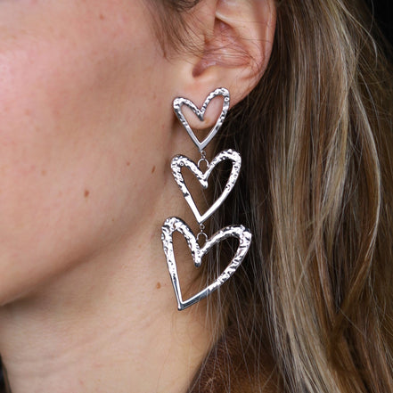 Statement Ohrringe mit Herzen silber