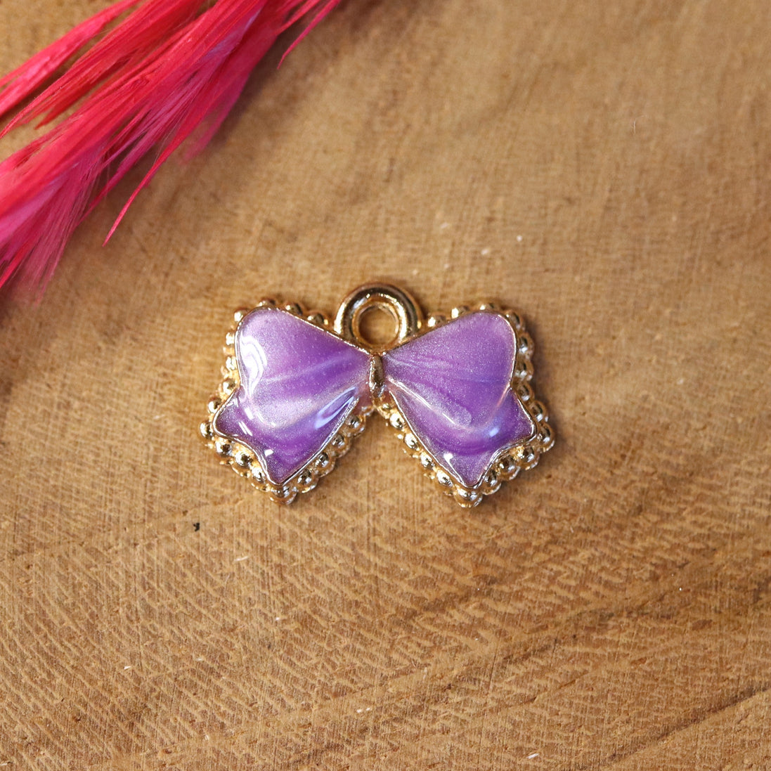 Enamel charm - purple bow