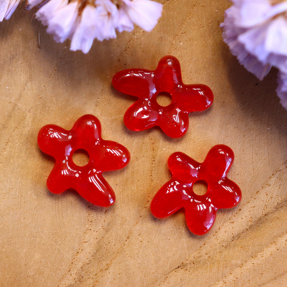 Lampwork bloem - rood