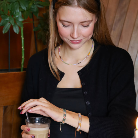 Geweven armband - oker/bruin