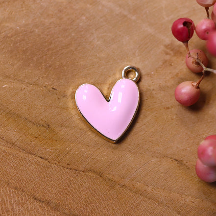 Enamel charm - heart pink