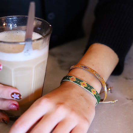 Woven bracelet - ochre/brown