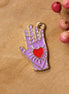 Enamel charm - tarot hand purple