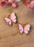 Enamel bedel - vlinder roze