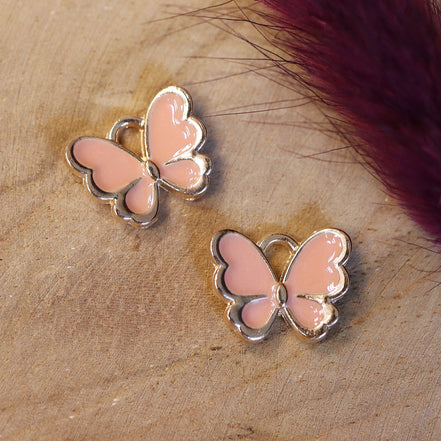 Enamel charm - butterfly peach