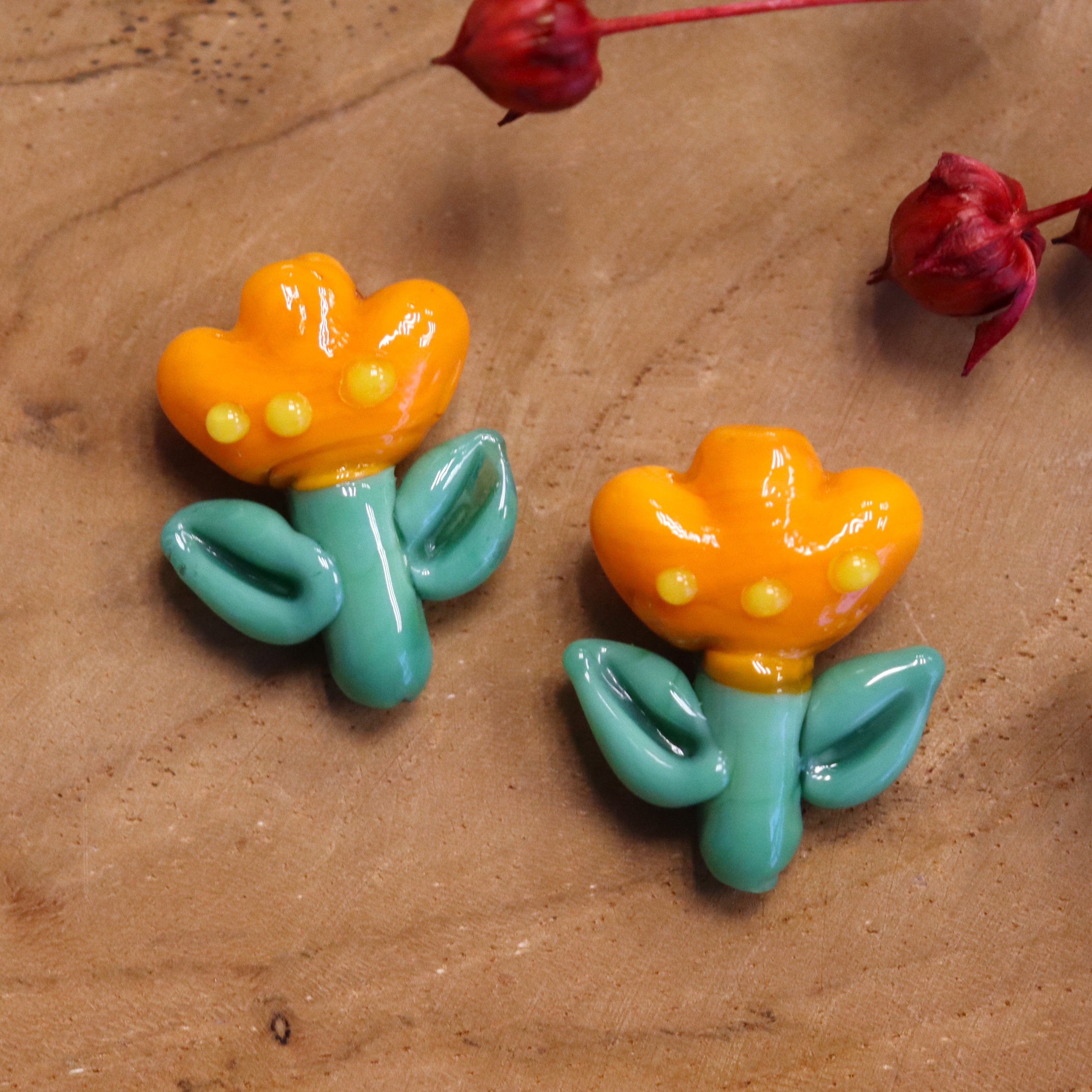 Lampwork tulpje - oranje