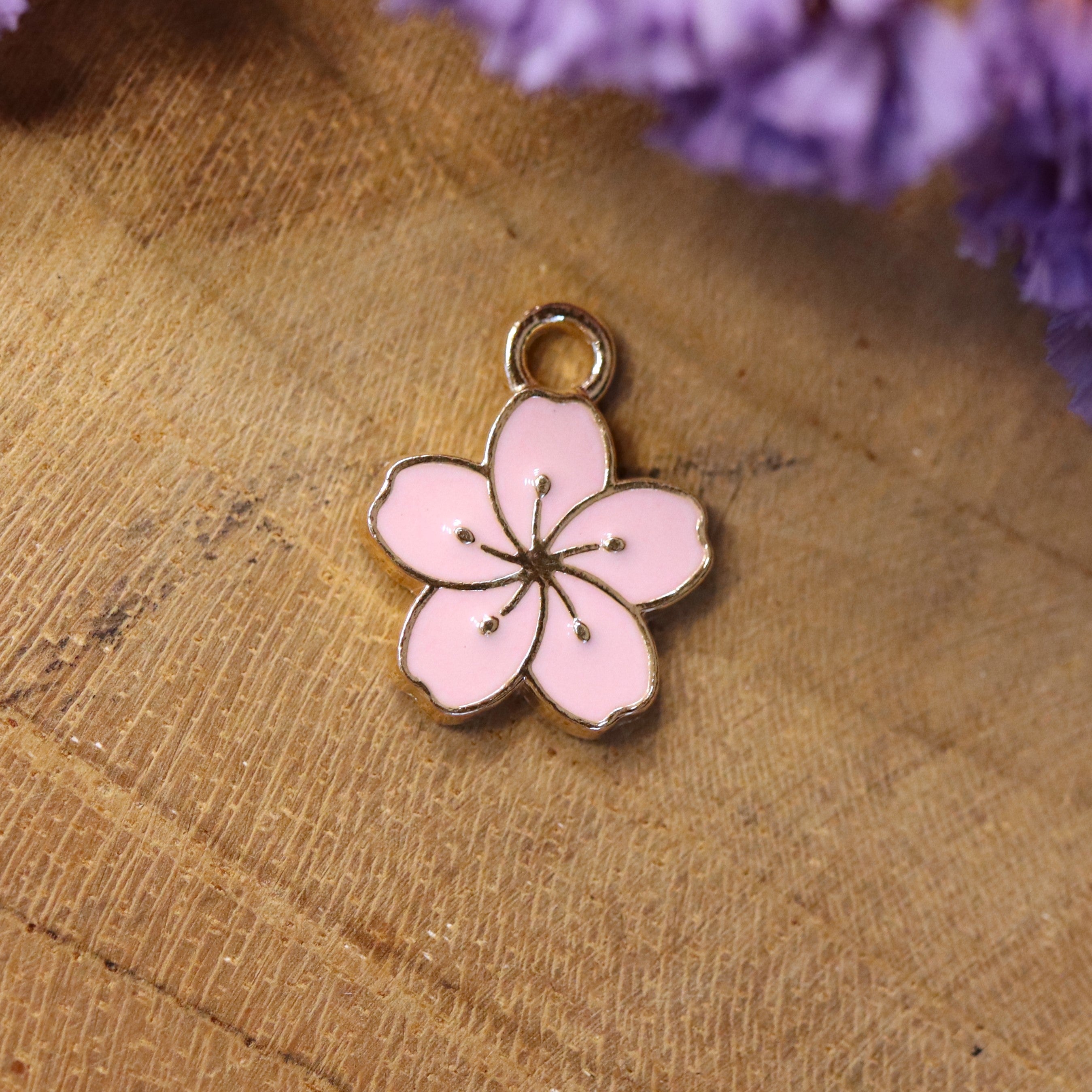 Enamel charm - Hawaii flower pink