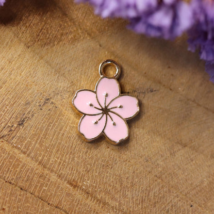 Enamel charm - Hawaii flower pink