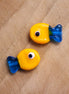 Lampwork kraal - visje oranje blauw