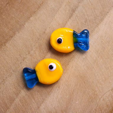 Lampwork kraal - visje oranje blauw