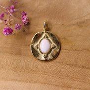 Chain charm stainless steel - gold with white jade