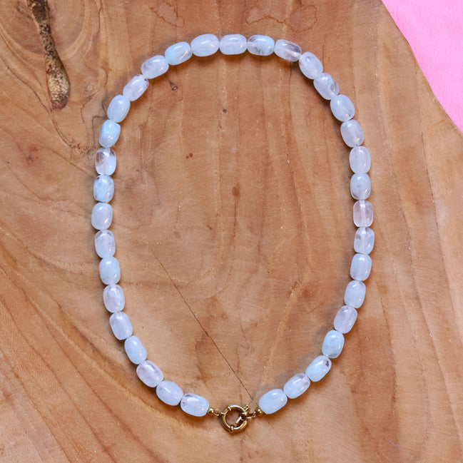 Kralenketting - nugget sky blue