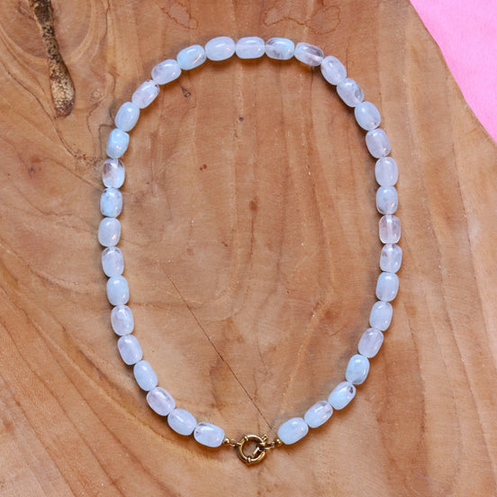 Kralenketting - nugget sky blue