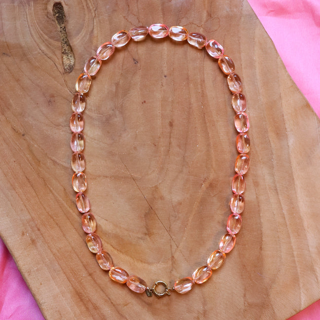Kralenketting - glaskraal AB peachy pink
