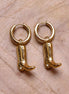 Stainless steel oorbel cowboylaars goud