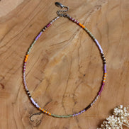 Kralenketting - herfstkleuren zilver