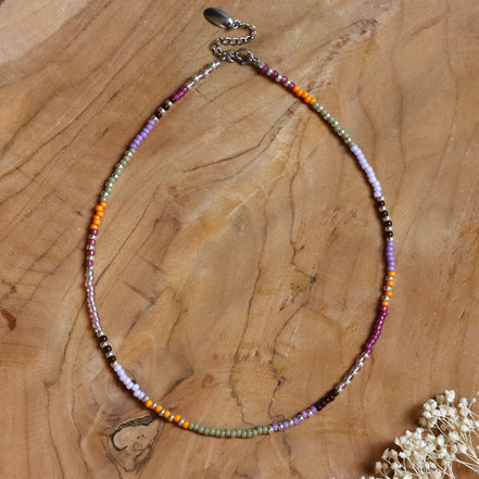 Kralenketting - herfstkleuren zilver