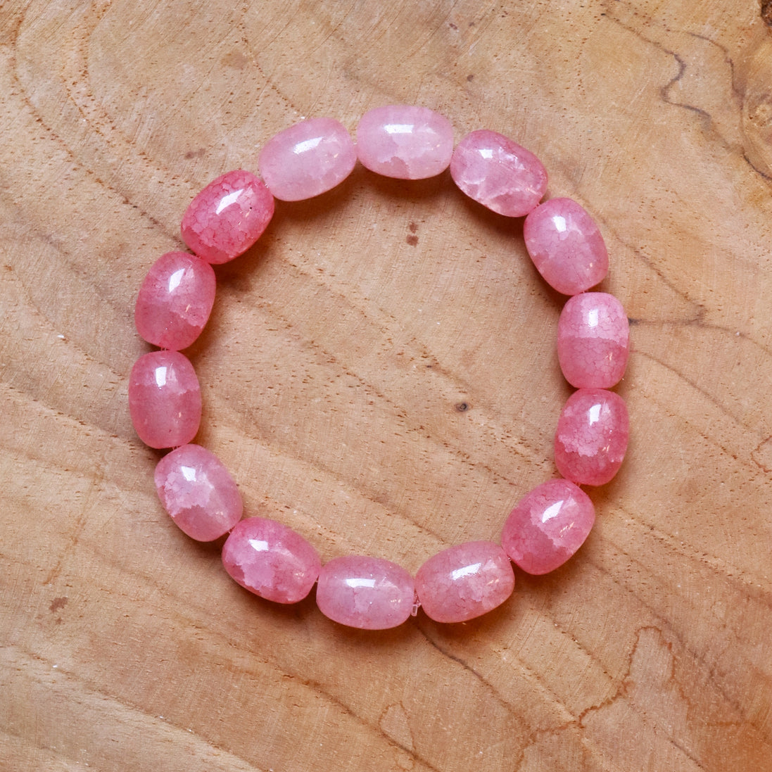 Armband glaskralen lichtroze