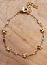 Stainless steel armband bloemetjes en kralen goud