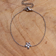 Stainless steel armband bloem zilver