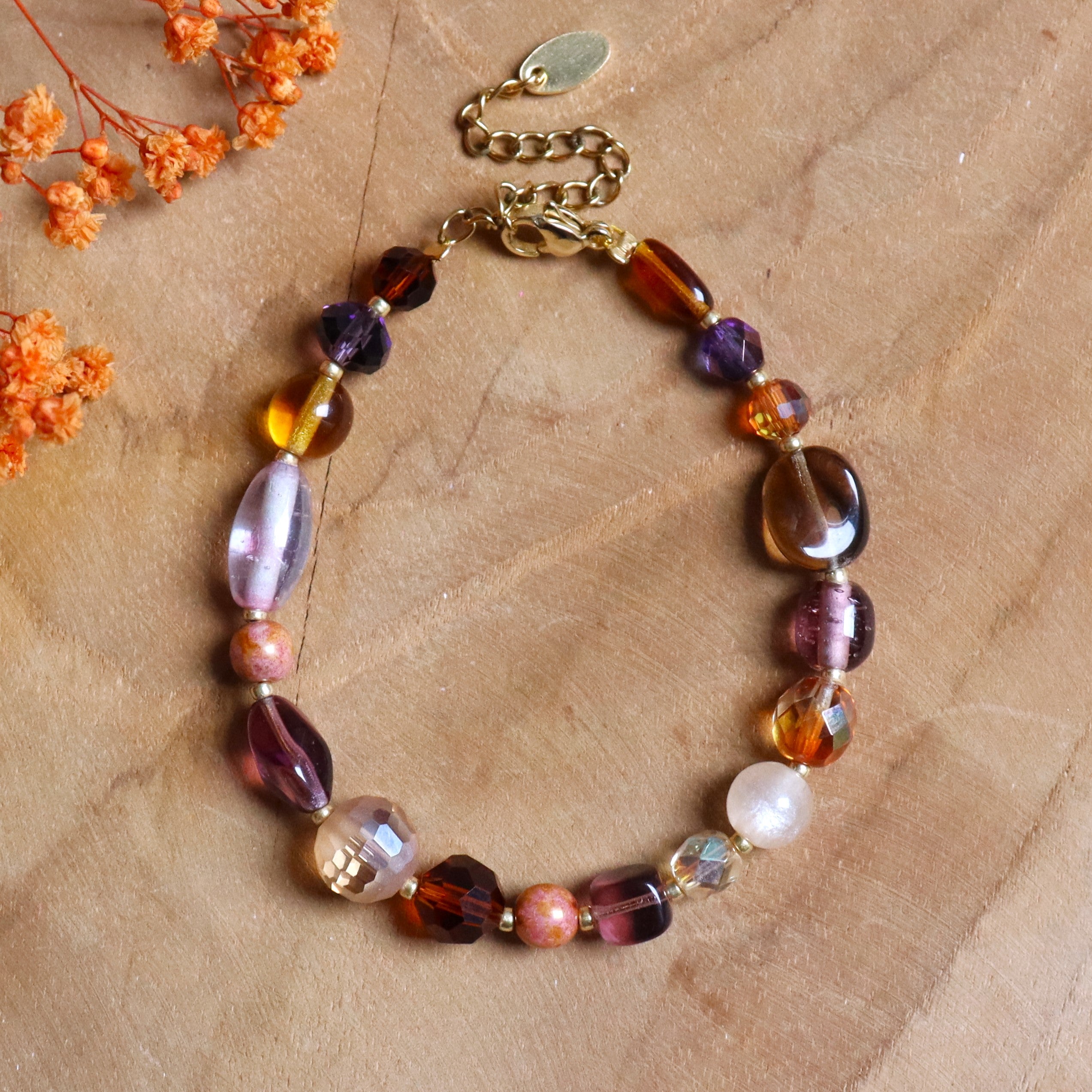 Bracelet - purple shades of gold