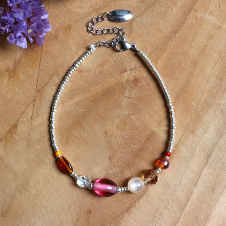 Armband - farbige Glasperlen silber