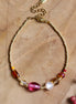 Bracelet - colored glass beads gold