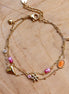 Stainless steel armband dubbel hart roze oranje