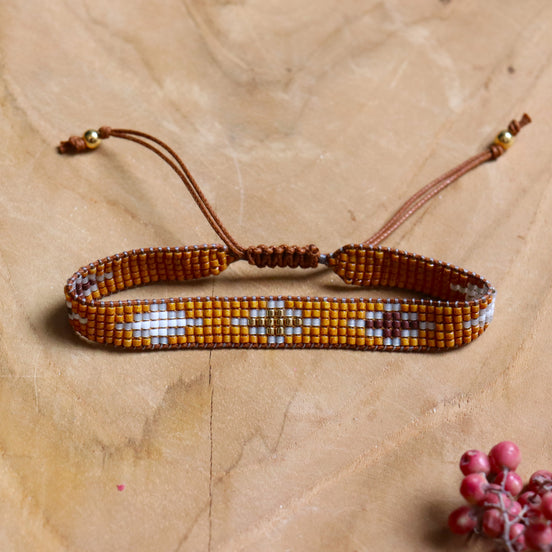 Geweven armband - oker/bruin