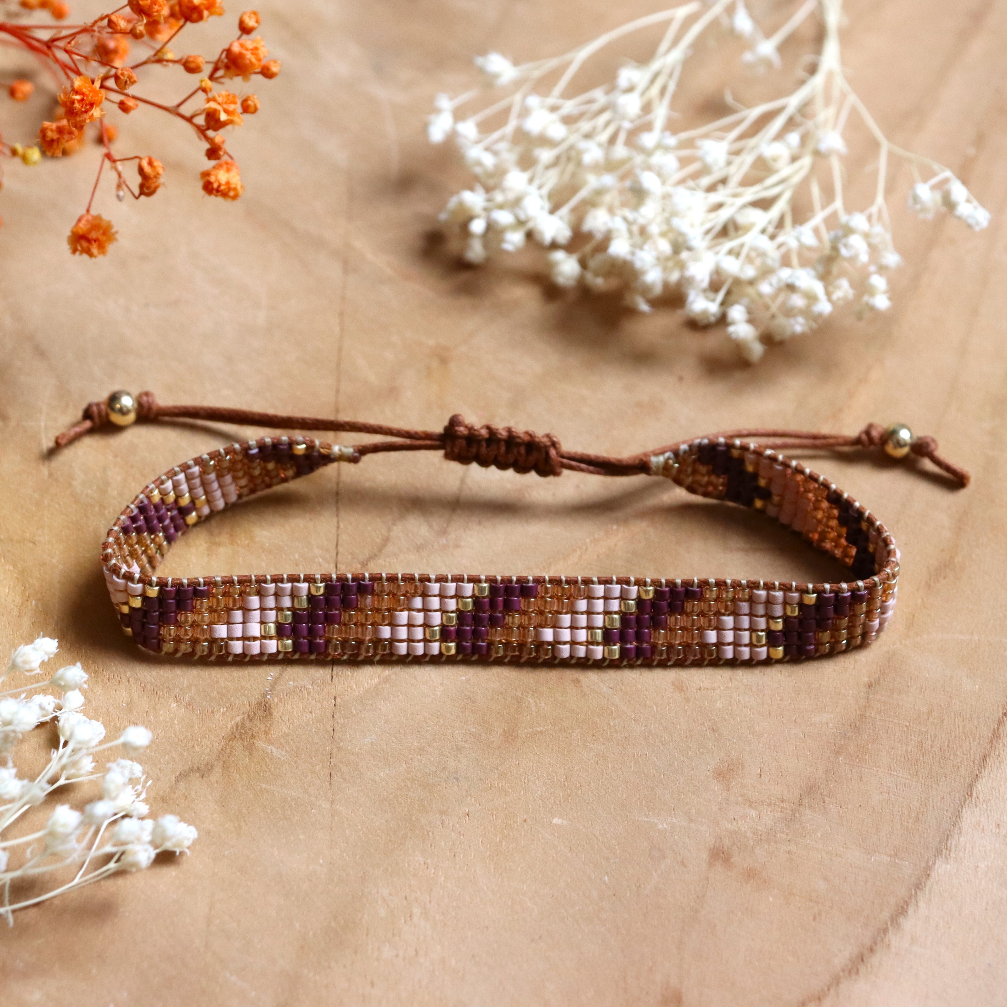 Woven bracelet - purple/brown