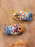 Keramieken vis kraal vintage - oranje geel blauw