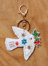 Keychain - vogel met bloemen