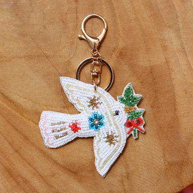 Keychain - vogel met bloemen